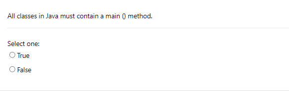 Solved All classes in Java must contain a main 0 method. | Chegg.com