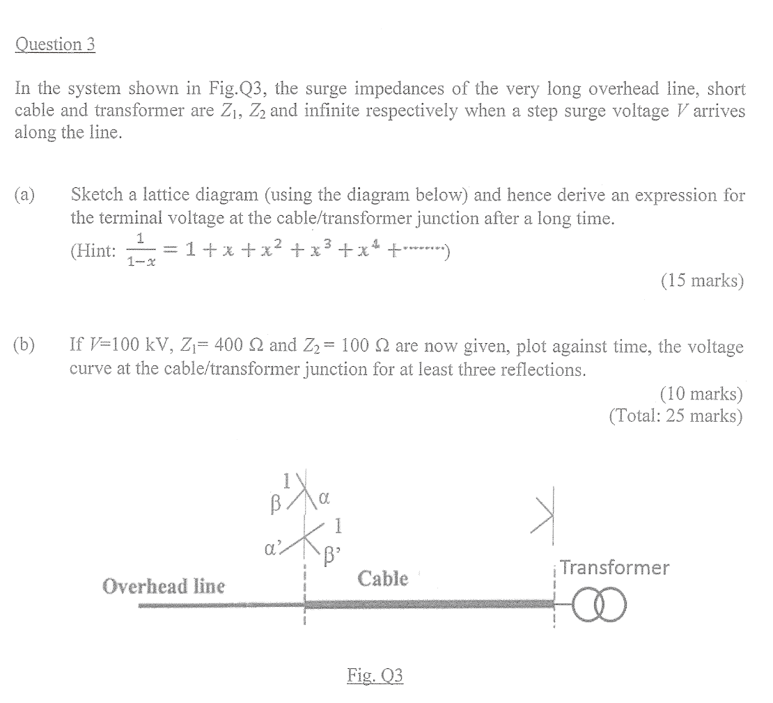 Solved Question 3 In the system shown in Fig. Q3, the surge | Chegg.com
