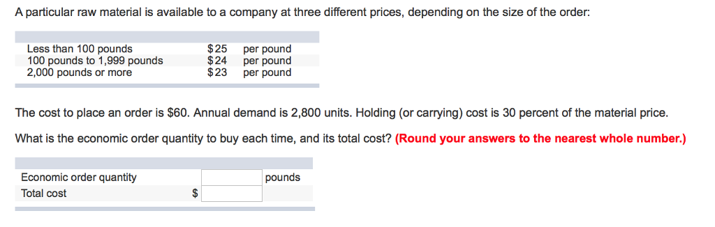 Solved A particular raw material is available to a company | Chegg.com