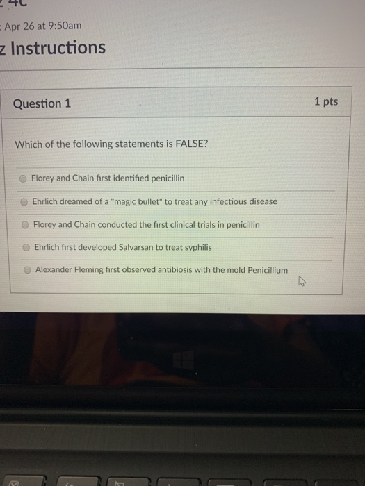 Solved : Apr 26 at 9:50am z Instructions 1 pts Question 1 | Chegg.com