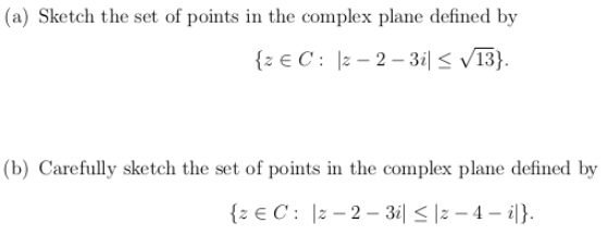 Solved (a) Sketch the set of points in the complex plane | Chegg.com