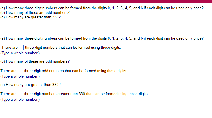 Solved (a) How many three-digit numbers can be formed from | Chegg.com