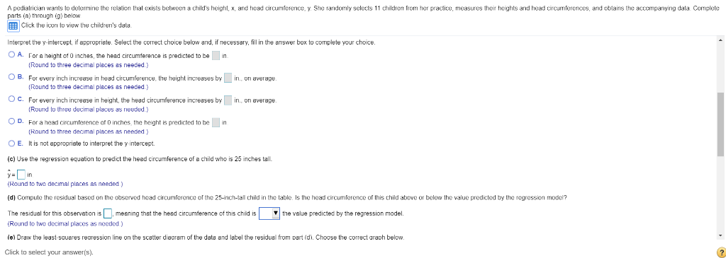 Solved A pediatrician wants to determine the relation that | Chegg.com