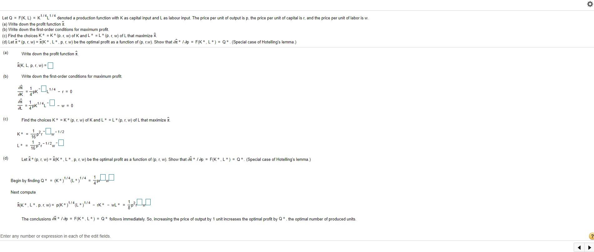 Solved Let Q F K L K1 4 1 4 Denoted A Production Fu Chegg Com