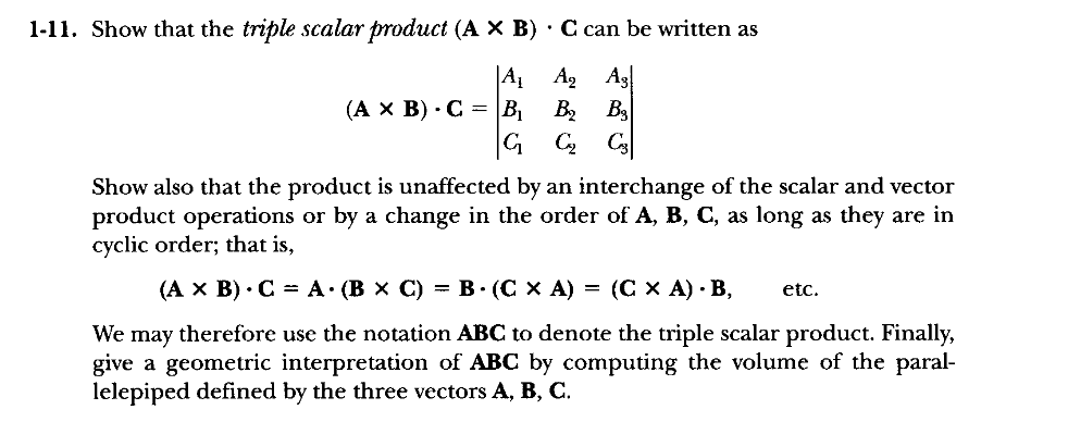 Solved 1-11. Show That The Triple Scalar Product (AXB) - | Chegg.com