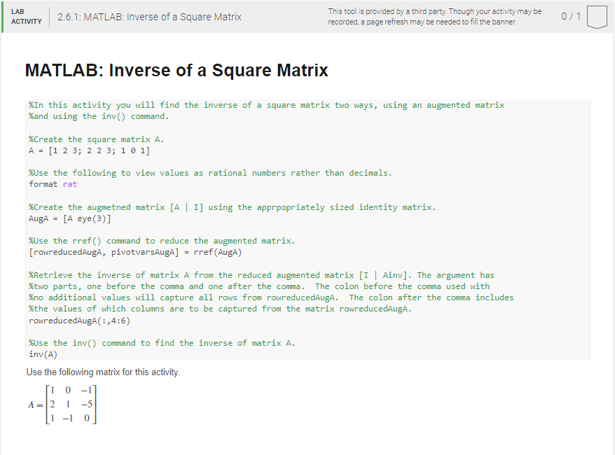 Solved \%In this activity you will find the inverse of a | Chegg.com