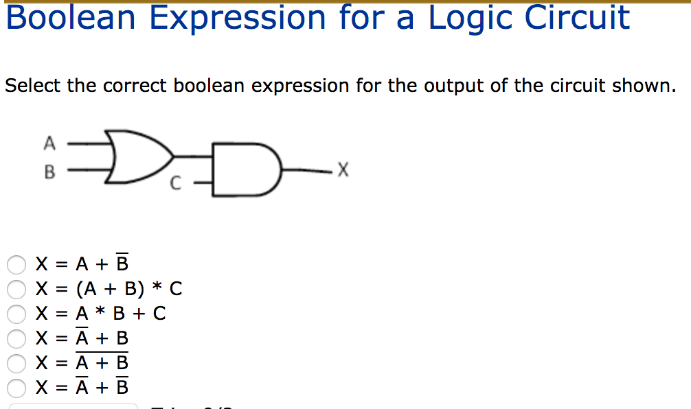 Solved Boolean Expression for a Logic Circuit Select the | Chegg.com