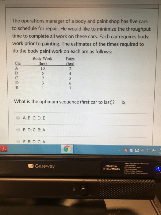Solved The operations manager of a body and paint shop has