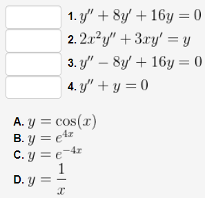 Solved Match each of the following differential equations | Chegg.com