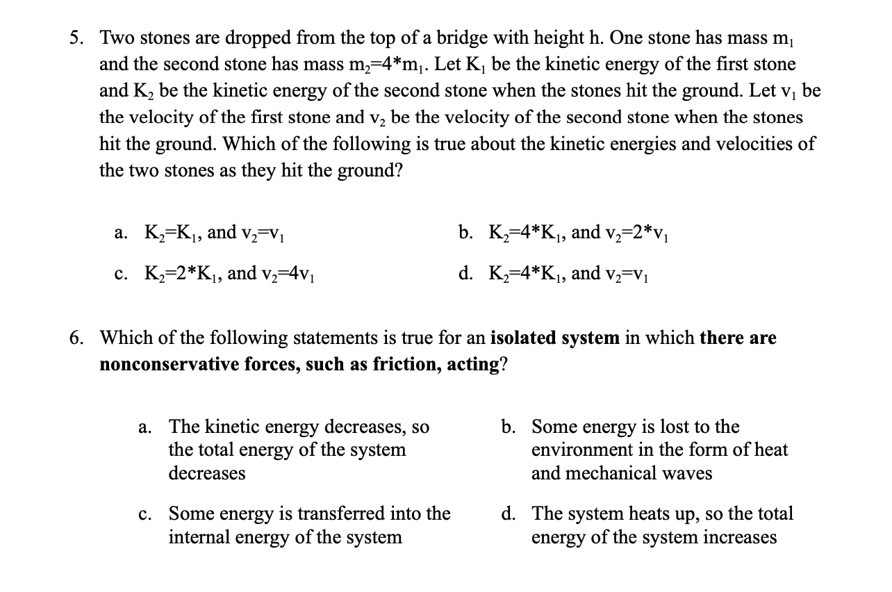 Solved 5. Two stones are dropped from the top of a bridge | Chegg.com