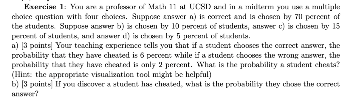 Ucsd Math Problem Solved Exercise 1: You are a professor of Math 11 at UCSD | Chegg.com