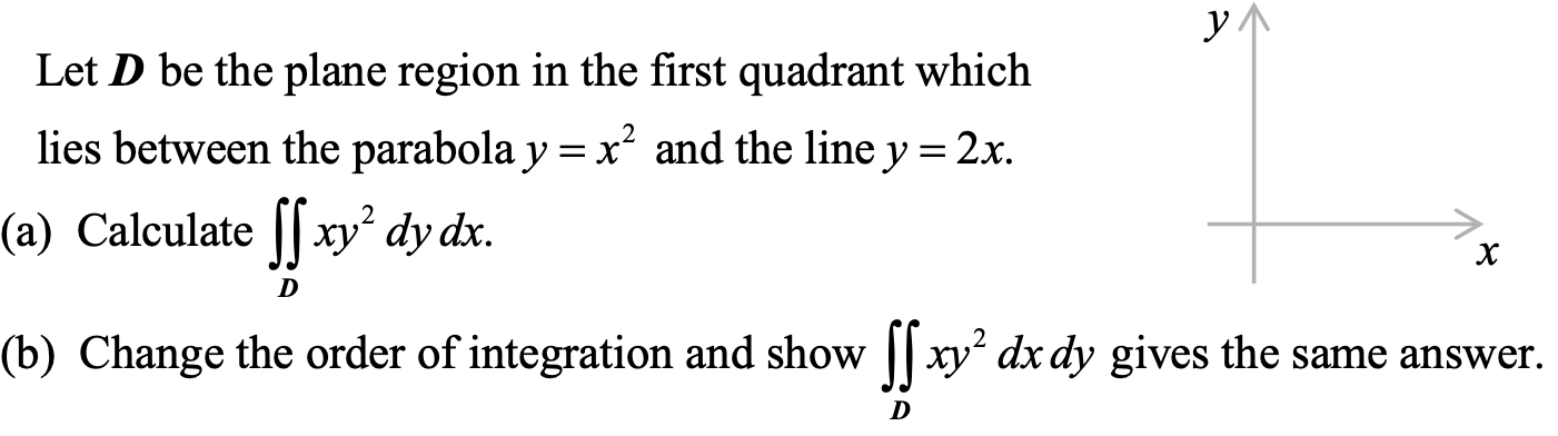 Solved Let D be the plane region in the first quadrant which | Chegg.com