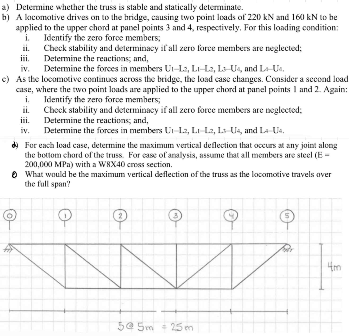 Solved a) Determine whether the truss is stable and | Chegg.com