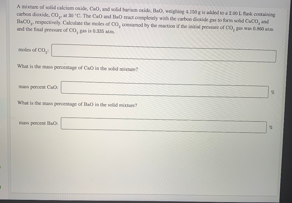 Solved A Mixture Of Solid Calcium Oxide CaO And Solid Chegg Solved a mixture of solid calcium oxide cao and solid chegg
