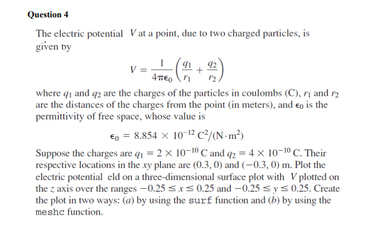Solved The electric potential V at a point, due to two | Chegg.com