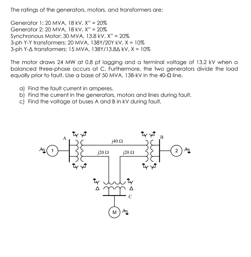 The ratings of the generators, motors, and | Chegg.com