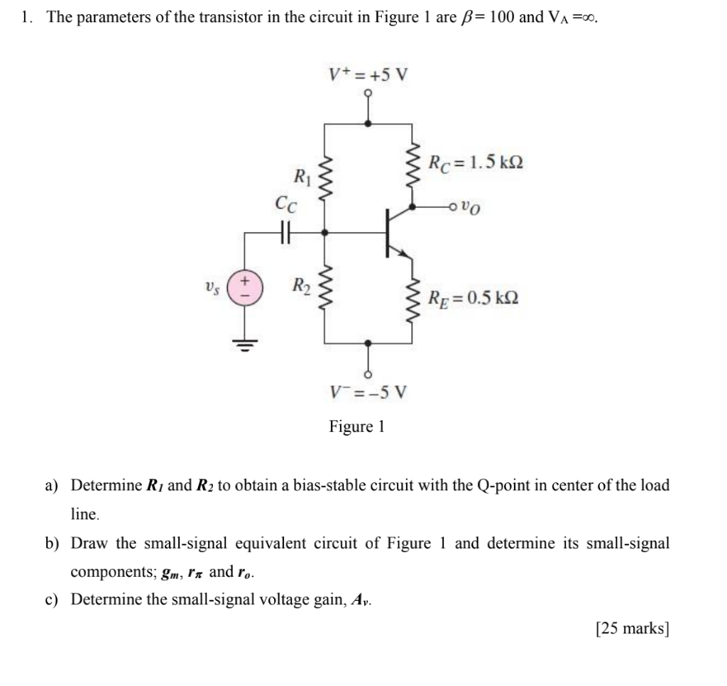 Solved 1 The Parameters Of The Transistor In The Circuit Chegg Com