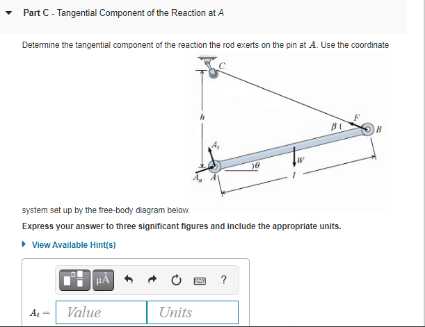 Solved Part A - Angular Acceleration of the Rod Determine | Chegg.com