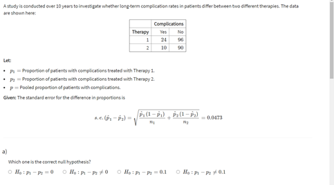 Solved A study is conducted over 10 years to investigate | Chegg.com