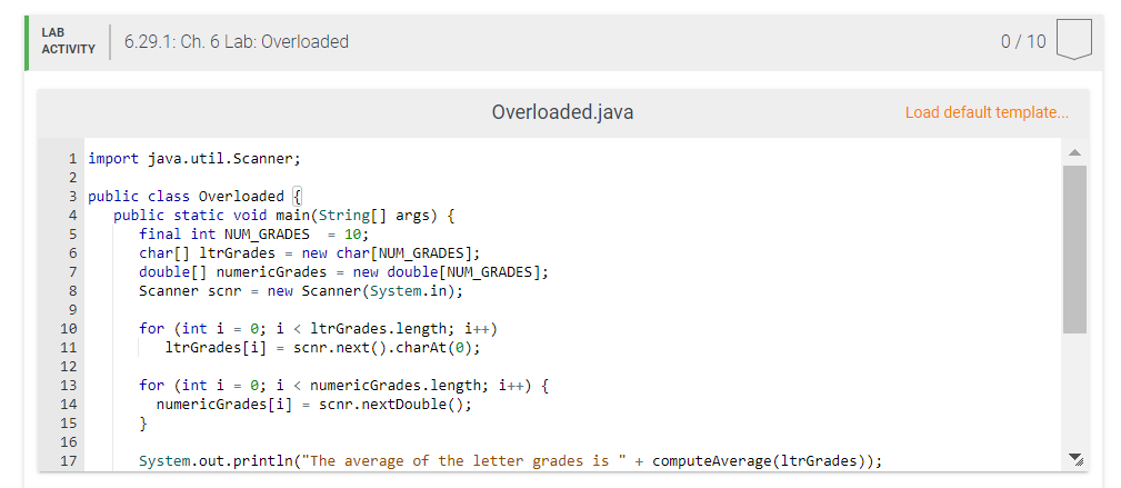 Solved 6.29 Ch. 6 Lab: Overloaded Write a program that | Chegg.com