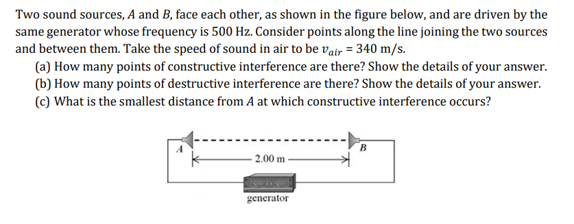 Solved Two Sound Sources, A And B, Face Each Other, As Shown | Chegg.com