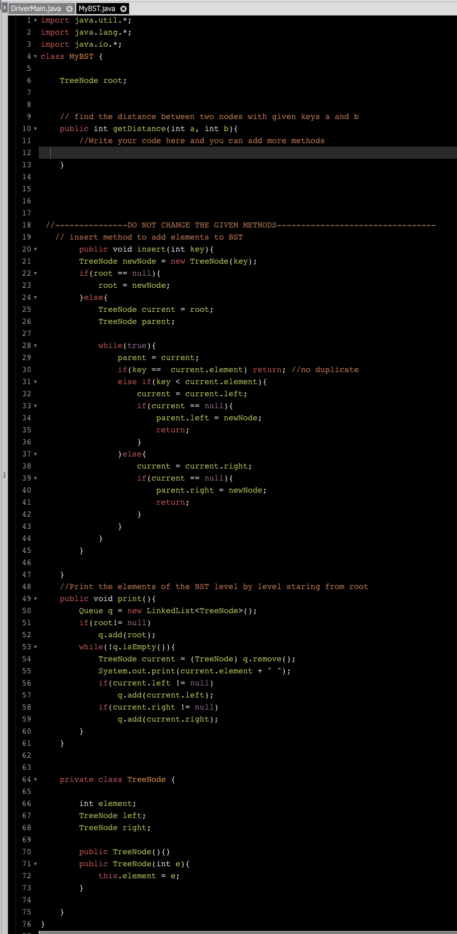 Solved Given a Binary Search Tree (BST) and two keys in it.