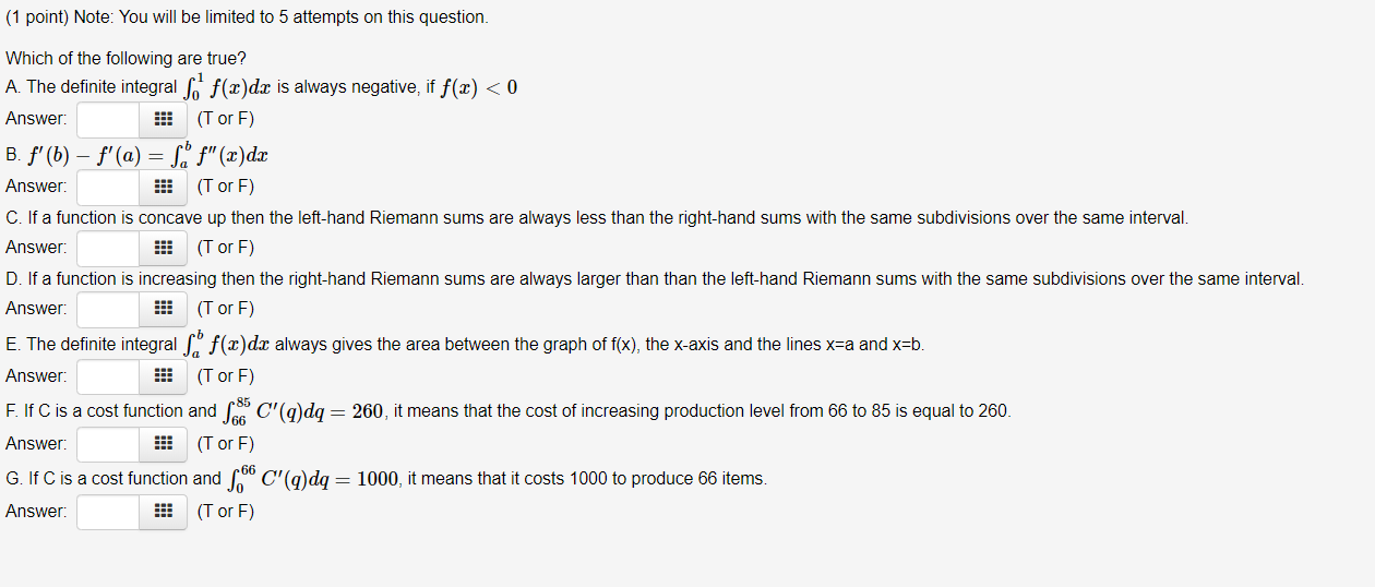 Solved (1 point) Note: You will be limited to 5 attempts on | Chegg.com