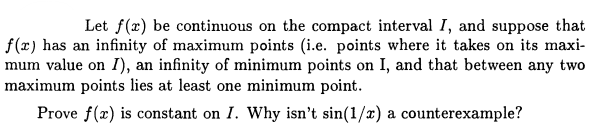 Solved Let f(x) be continuous on the compact interval I, and | Chegg.com