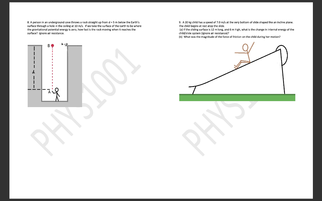 Solved 8. A person in an underground cave throws a rock
