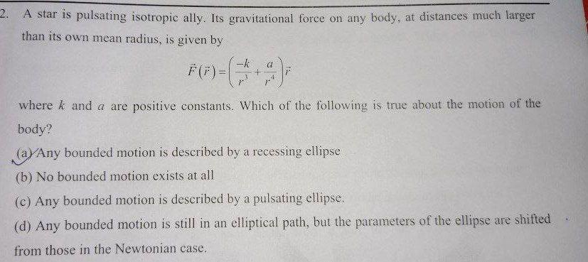 Solved 2. A star is pulsating isotropic ally. Its | Chegg.com