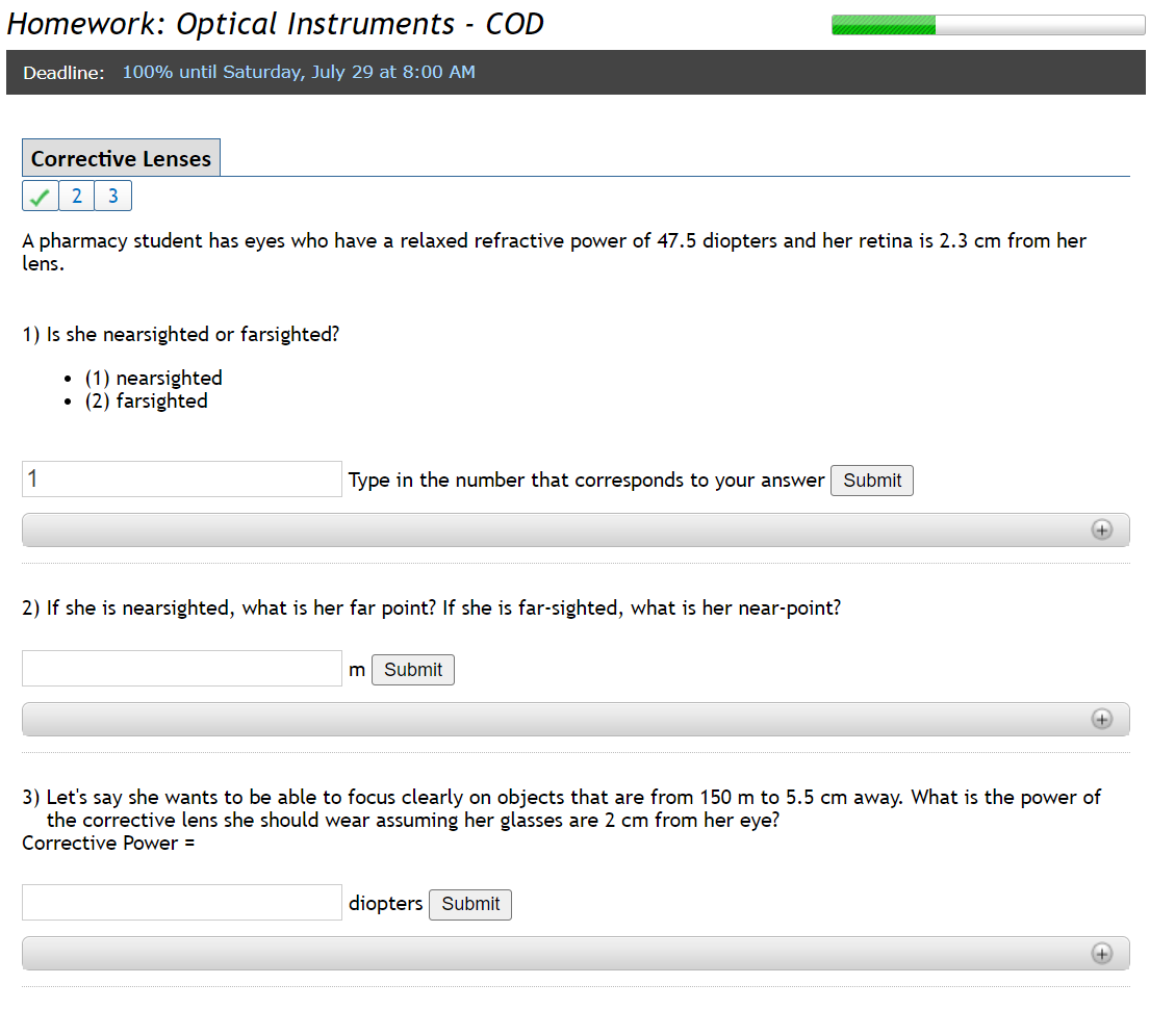 Solved Homework: Optical Instruments - COD Deadline: 100% | Chegg.com