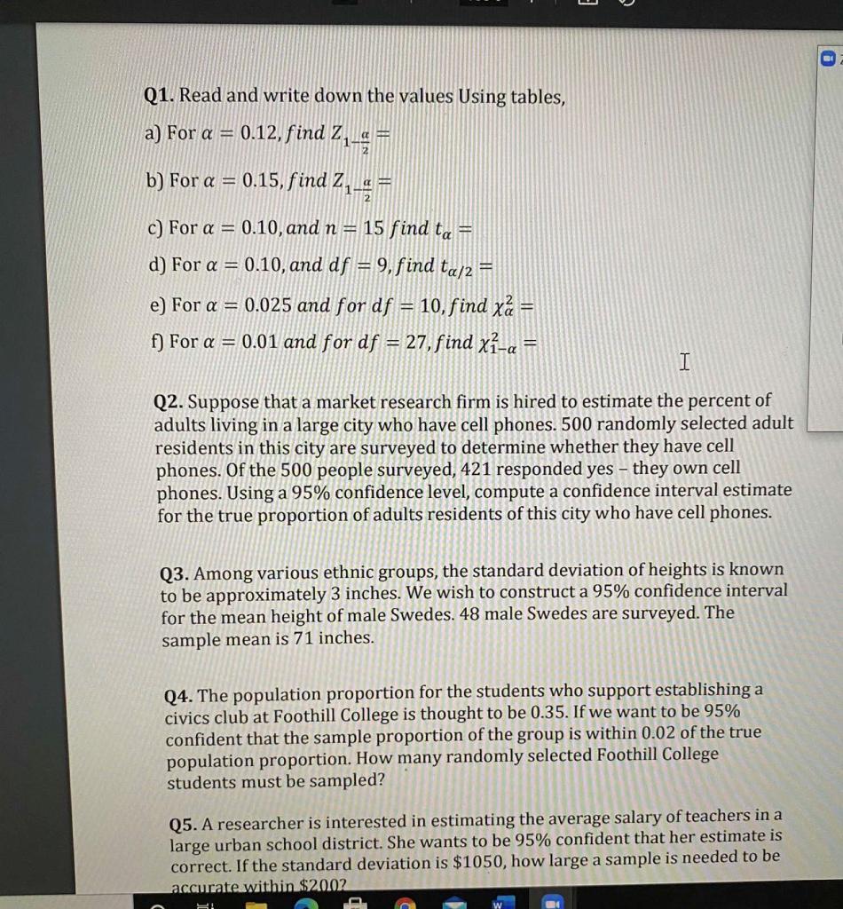 Solved Q1. Read And Write Down The Values Using Tables, A) | Chegg.com