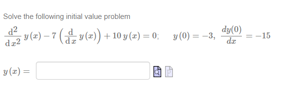 Solve the following initial value problem \[ \begin{array}{l} \frac{\mathrm{d}^{2}}{\mathrm{~d} x^{2}} y(x)-7\left(\frac{\mat