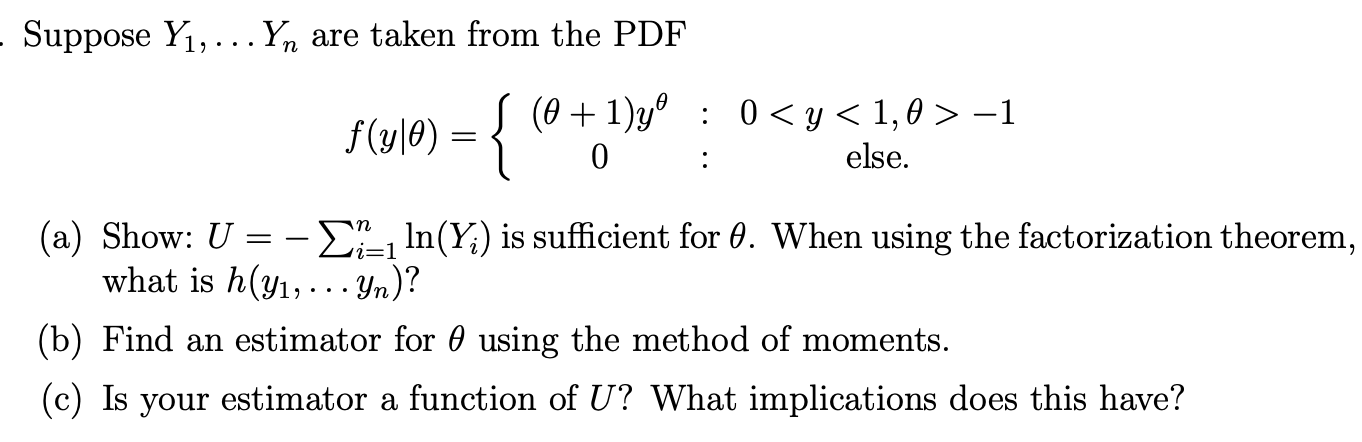 Solved Suppose Y1,…Yn are taken from the PDF | Chegg.com