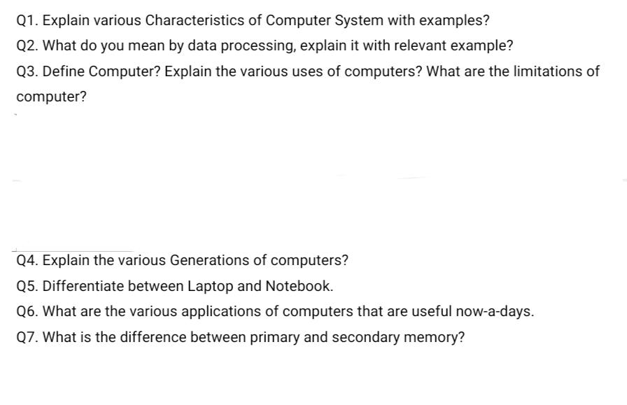 Characteristics of Computer System