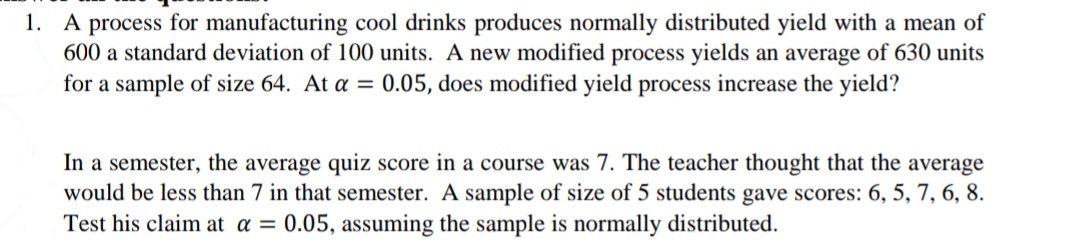 Solved A process for manufacturing cool drinks produces | Chegg.com