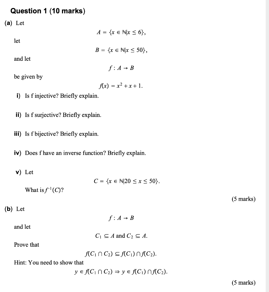 Solved Question 1 10 Marks A Let A X Nix 6 L Chegg Com