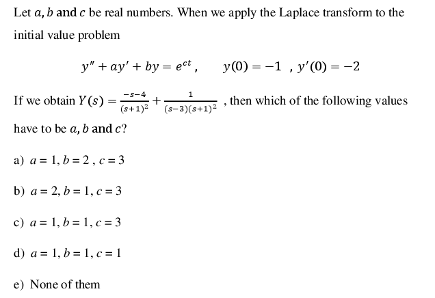 Solved Let A, B And C Be Real Numbers. When We Apply The | Chegg.com