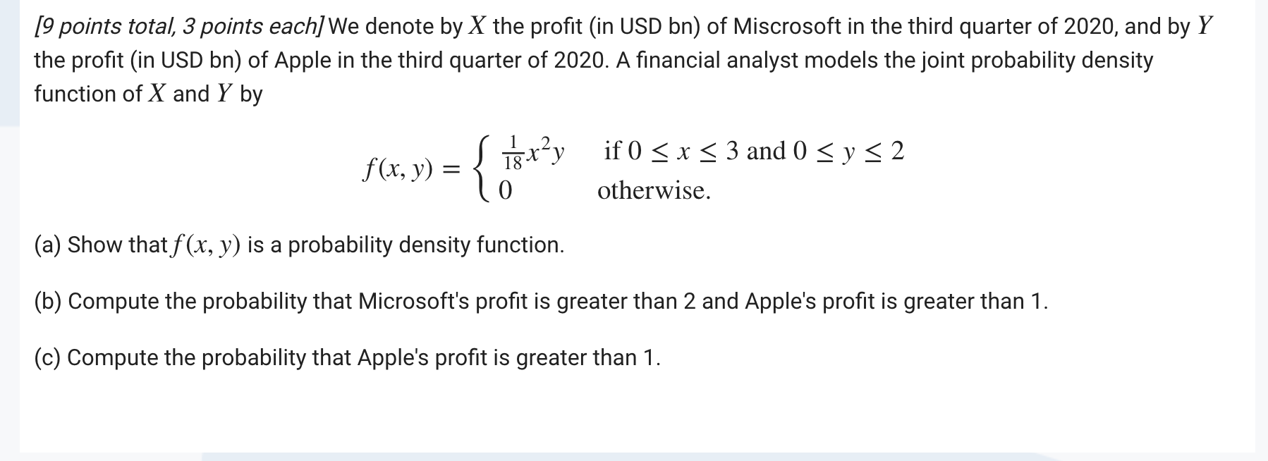 Solved [9 points total, 3 points each] We denote by X the | Chegg.com