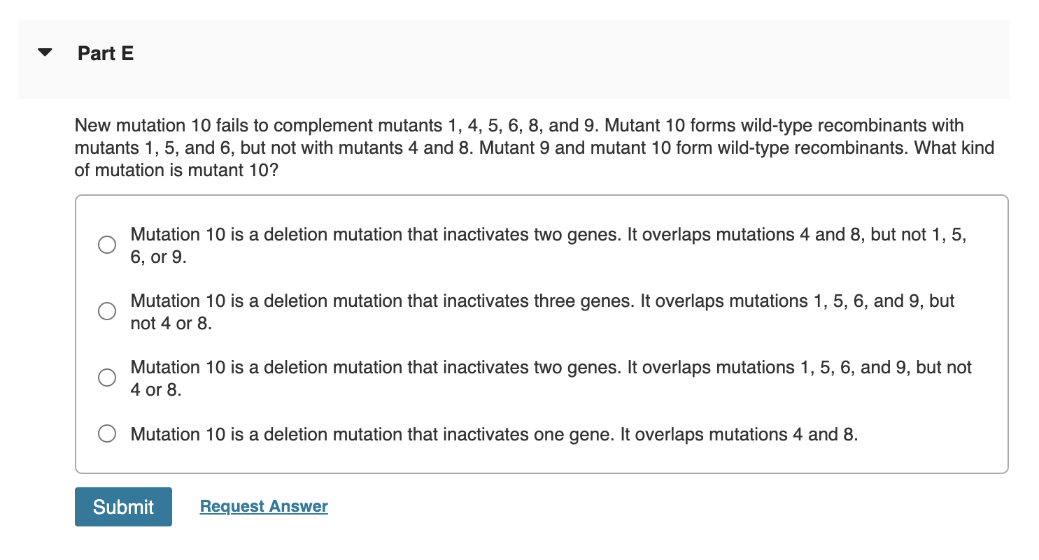 Solved Part D A new mutation, designated 9, fails to | Chegg.com