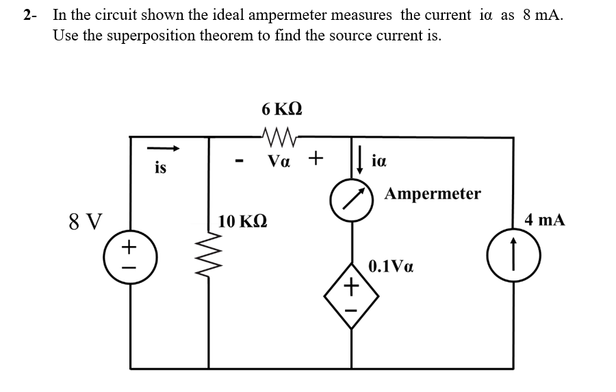 Solved In the circuit shown the ideal ampermeter measures