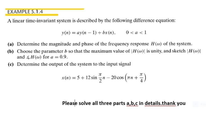 Solved A linear time-invariant system is described by the | Chegg.com