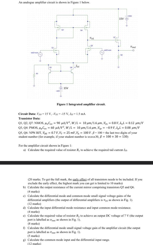 Solved An analogue amplifier circuit is shown in Figure 1 | Chegg.com