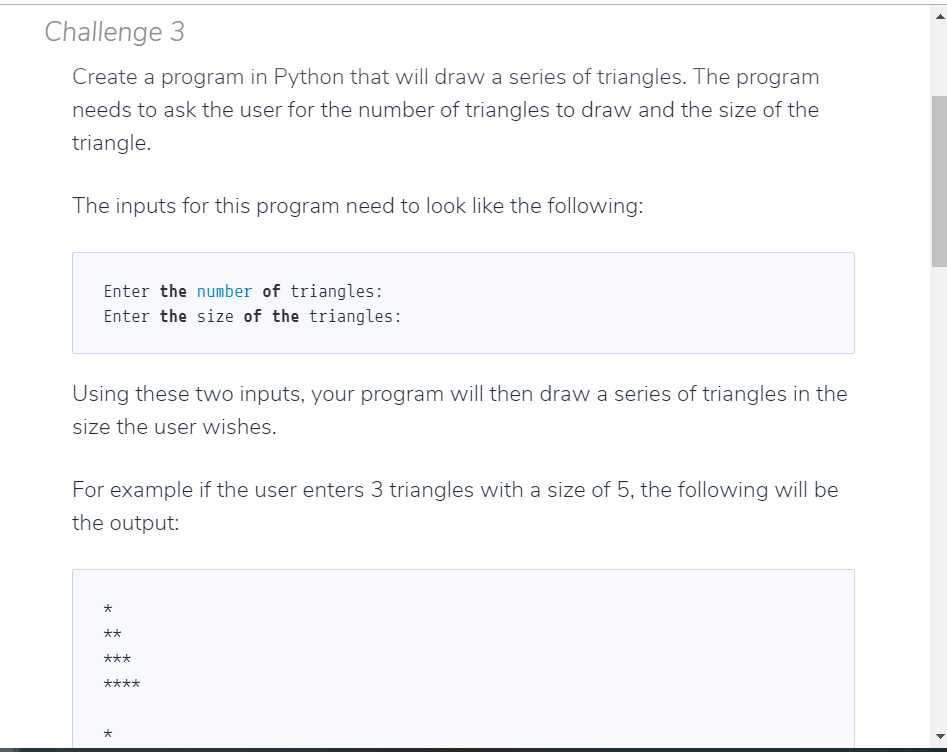 Solved Challenge 3 Create a program in Python that will draw | Chegg.com