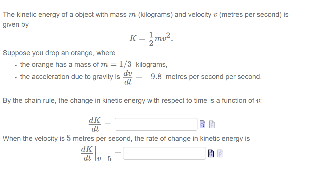 Solved The Kinetic Energy Of A Object With Mass M | Chegg.com