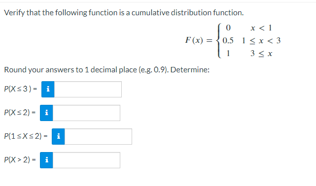 Solved Verify that the following function is a cumulative | Chegg.com