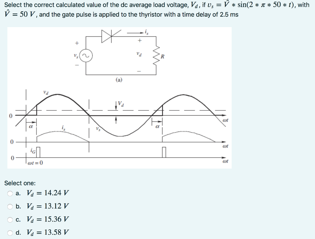 Solved Select The Correct Calculated Value Of The Dc Aver Chegg Com