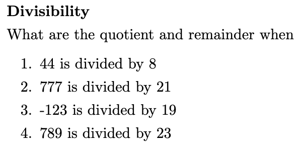 Solved Divisibility What are the quotient and remainder when | Chegg.com