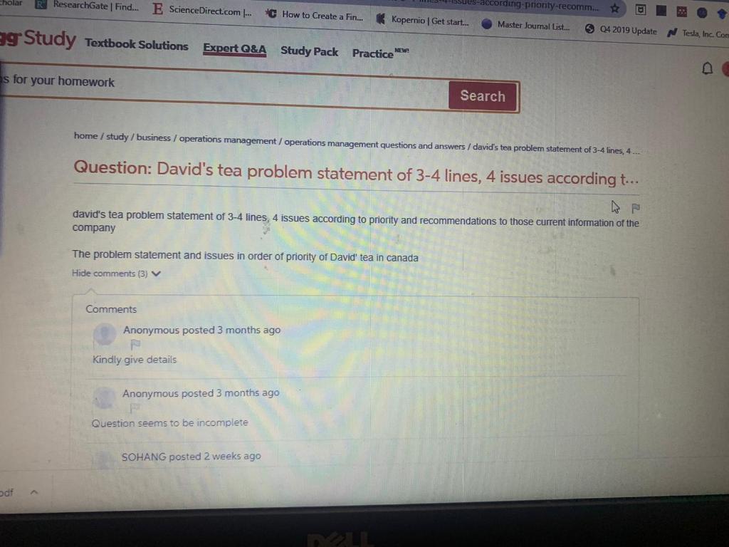 Solved cholar ResearchGate Find... E