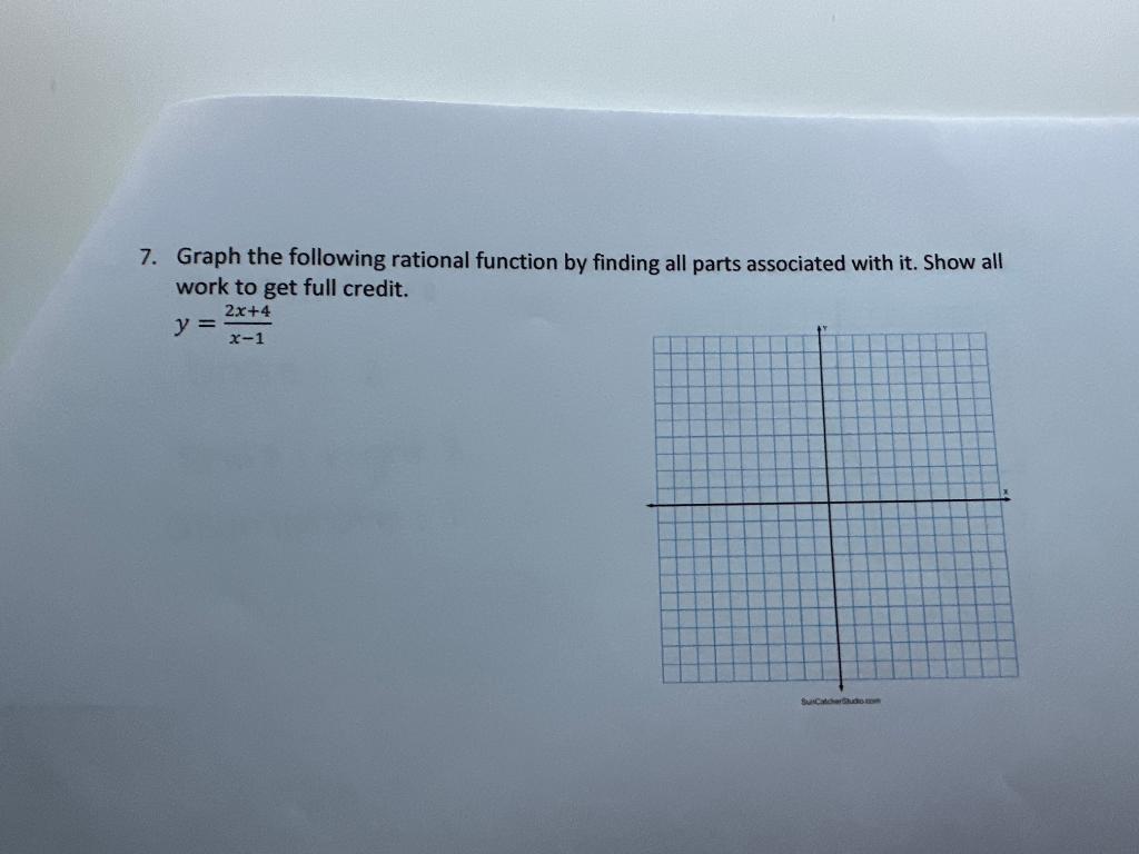Solved 7. Graph the following rational function by finding | Chegg.com